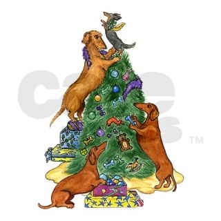 Art Greeting Cards  Dachshunds Decorating Tree Christmas Cards (20
