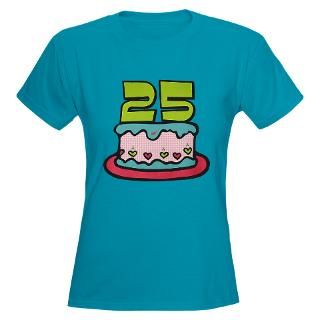 25 Year Old Birthday Cake Womens Dark T Shirt