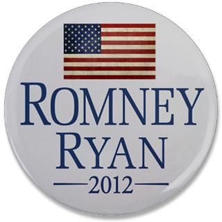Anti Obama Gifts  Anti Obama Buttons  Romney Ryan USA Flag 3.5