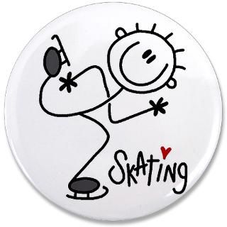 Cute Skating Gifts  Cute Skating Buttons  Stick Figure Ice