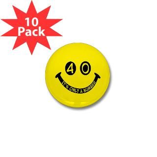 40 Gifts  40 Buttons  40th birthday smiley face Mini Button (10