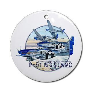 Fighter Group Ornaments  P 51 Mustang airplane Ornament (Round