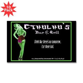 sticker $ 3 76 cthulhu s bar and grill rectangle sticker 50 pk $ 86 66