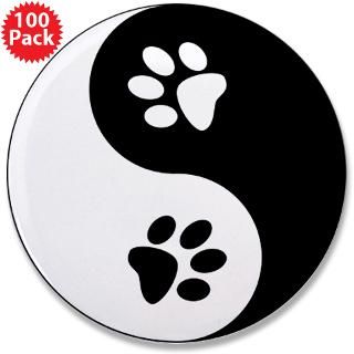 Gifts  Animal Buttons  Yin Yang Paws 3.5 Button (100 pack