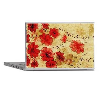 Antique Gifts > Antique Laptop Skins > Red Grunge Flowers Laptop