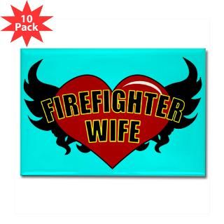FIREFIGHTER WIFE HEART & WINGS Rectangle Magnet (
