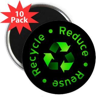 Reduce   Reuse   Recycle   green lettering and recycling symbol.