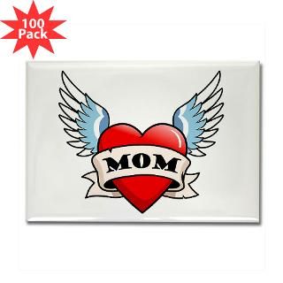 mom tattoo winged heart rectangle magnet 100 pack $ 146 99