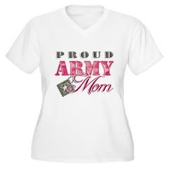 Proud Army Mom pink camo Womens Plus Size V Neck T Shirt