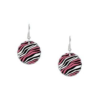 Animal Gifts  Animal Jewelry  Zebra Print Mix Pink Earring Circle
