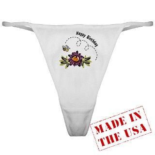 Happy Birthday Bee & Flower Classic Thong by 805_DesignCo