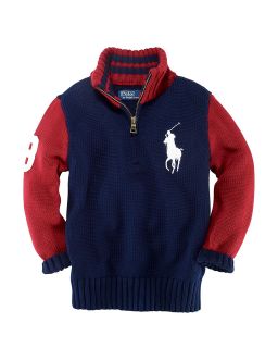 Ralph Lauren Childrenswear Boys Half Zip Big Pony Sweater   Sizes 4 7