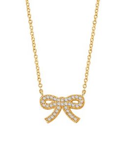Crislu Micro Pave Ribbons & Pearls Bow Necklace, 16