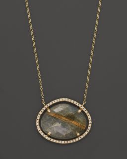, Rutilated Quartz And Diamond Pendant Necklace, 18