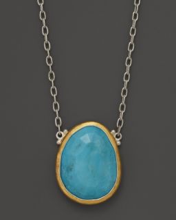 and 24K Gold Turquoise Pendant Elements Necklace, 18