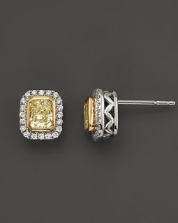 and Natural Yellow Diamond Earrings in 14K White Gold, 1.20 ct. t.w