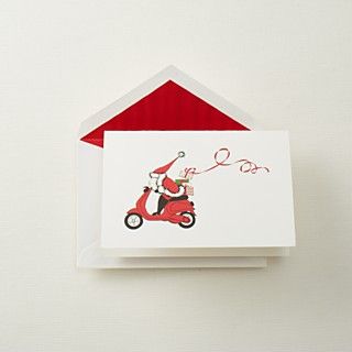 Crane & Co Santa on Scooter Holiday Cards