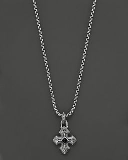 Scott Kay Mens Sterling Silver Engraved Cross with Onyx Necklace, 26