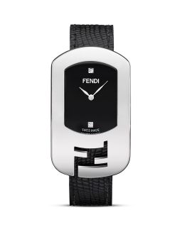 Fendi Chameleon Medium Stainless Steel Watch Black Dial With Diamonds