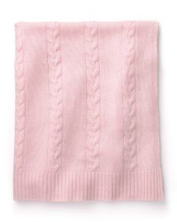 Baby Girls Cable Cashmere Blanket   33 x 27