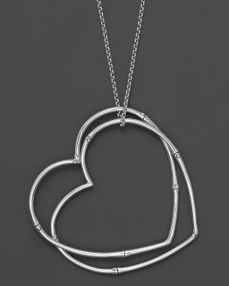 Silver Large Heart Pendant on Chain Necklace, 36