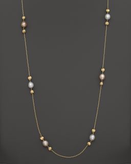 Africa Pearl Collection 18K Yellow Gold and Pearl Long Necklace, 36