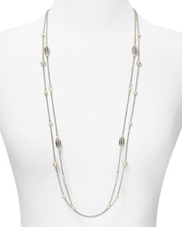 Two Row Pearl and Crystal Illusion Necklace, 36