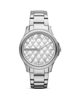 Armani Exchange Silver Quilted Stainless Steel Watch, 36mm