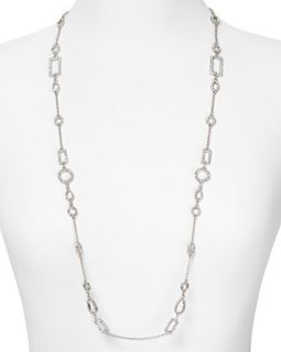 Social Manor Silver Chain Pavé Station Necklace, 36