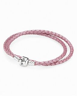 PANDORA Bracelet   Pink Leather Double Wrap with Sterling Silver Clasp