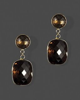 Smoky Quartz Earrings In 14K Yellow Gold