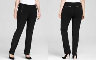 Eileen Fisher Plus Leather Trim Ponte Pants   Exclusive