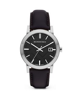 Burberry Black Leather Strap Watch, 38mm