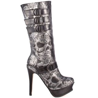 Sweet Skull O Mine Boot   Charcoal, Iron Fist, $71.99