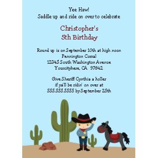 Cowboy Birthday Party on Fun Cowboy Western Boys Birthday Party Invitation Invitation