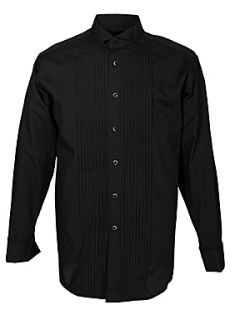 Double TWO Stitch pleat dress shirt Black   