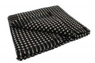 Kashmere New Black Ivory Woven Checkered Wool Blend Throw Blanket BHFO