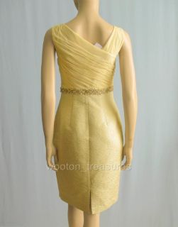 Kay Unger Asymmetrical Tulle Brocade Sheath Dress 14