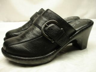 Womens Born BOC Katina Clog Shoes Black Leather Sz 8 39