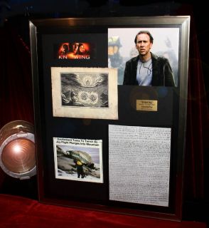 Knowing Props Costume Signed Nicolas Cage COA DVD Caleb Number Paper