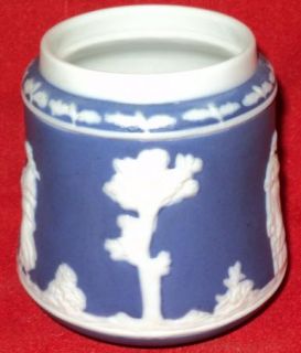 Jasperware Greek Roman Goddesses Palm Tree Royal Blue Container No Lid
