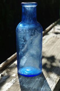 1881 Cobalt Blue Embossed Keasbey Mattison Co Ambler PA Glass Medicine