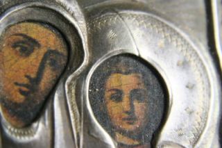 Antique Russian Ikon Icon Mother of Kazan 1890 Russian Silver 84 Xmas