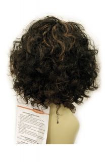 Wig Shoulder Length Curly Keisha MixColor Black Brown Medium Auburn