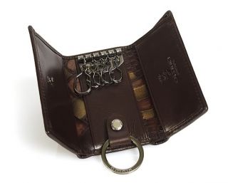 Mens & Womens Genuine Leather Key Chain Holder Case Wallet Black Brown