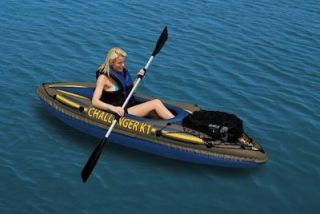 Intex Challenger K1 Inflatable Kayak One 1 Person Canoe Bundle Paddle