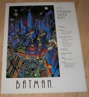 Batman by Melanie Taylor Kent Promo Artwork Sheet from 1993 Long Sold