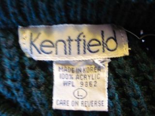 Mens Size Large Vintage Kentfield Bulky Knit Sweater Teal Green Long