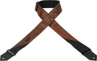 Printed Leather Guitar Strap w/ Brown Native Patterns M8PL 24BRN   NEW