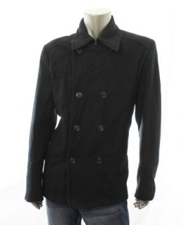 Kenneth Cole Reaction New Black Mens Long Sleeve Wool Coat Top Size XL